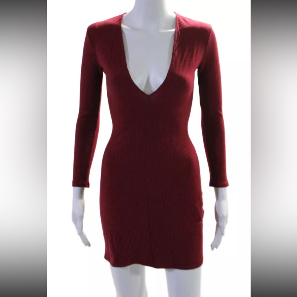 Reformation Ribbed Long Sleeve Mini Dress